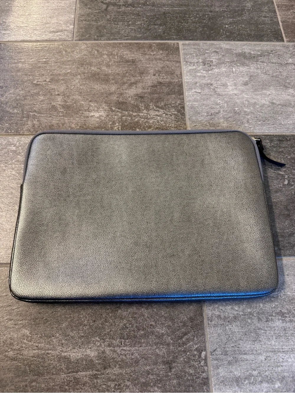Kate Spade New York metallic silver Pebbled Leather Laptop Sleeve